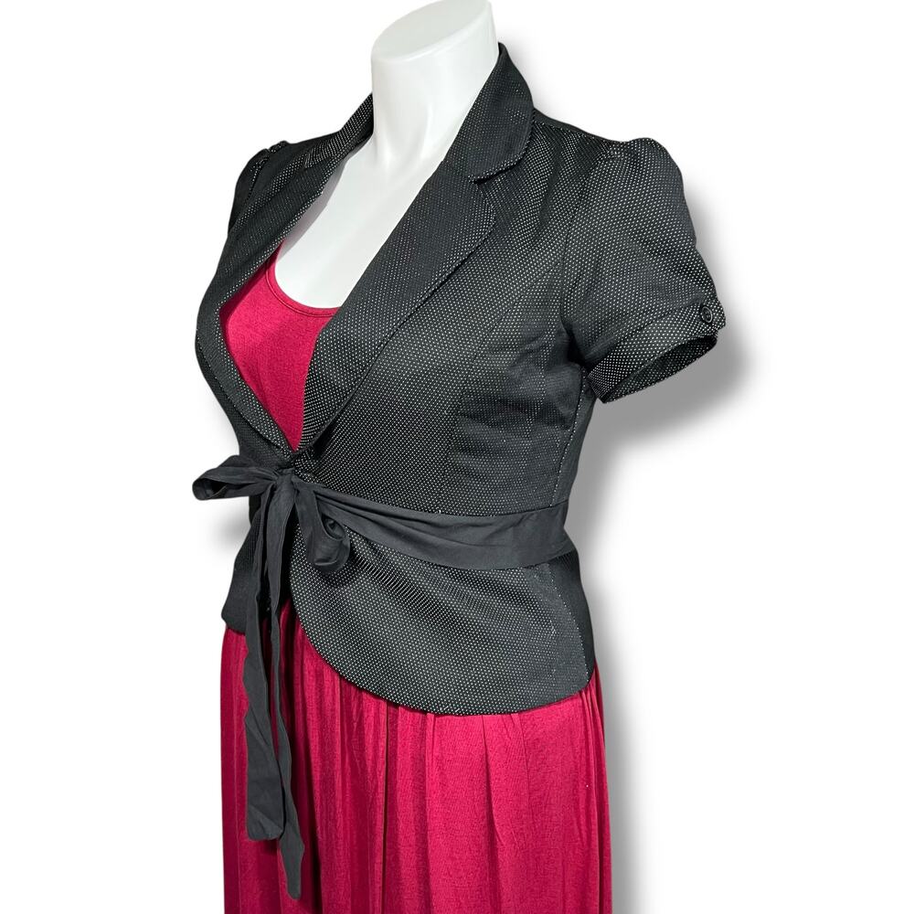 Y2K Stooshy Womens Blazer Suit Jacket Short Sleeve Tie Closure Polka Dot XL - Picture 5 of 7